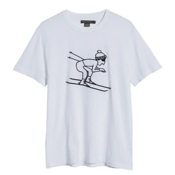 French Connection 100% Cotton Embroidered Skier Short Sleeve T-Shirt - Picture 4 of 10